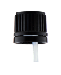 Nakrętka PE czarna - gwint DIN 18, kroplomierz PE bezbarwny