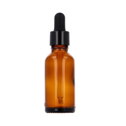 Butelka szklana brązowa 30 ml, Pipeta szklana z czarną nakrętką